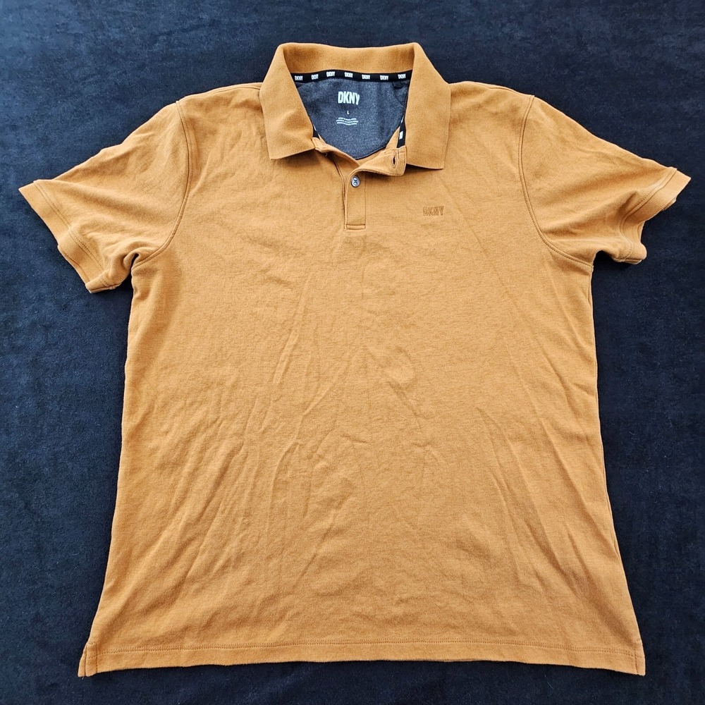 DKNY Brown Short Sleeve Cotton Blend Polo Shirt Men's L